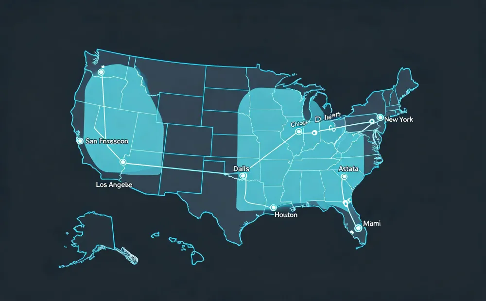 Map indicating Lycra United States coordination coverage