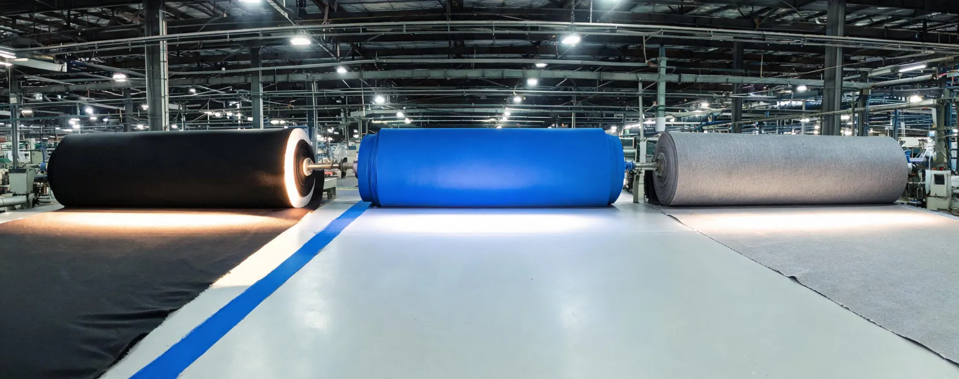 Stretch fabric rolls prepared for specification review